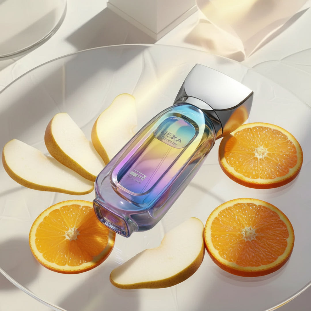 Rue Broca Nexa Musee perfume bottle with pear tangerine slices fresh women scent Malaysia