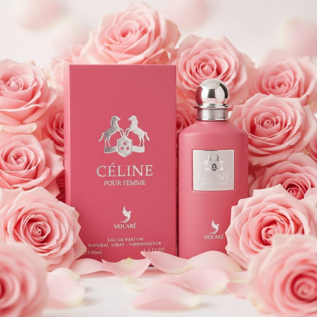 Celine pour Femme surrounded by pink roses romantic feminine luxury malaysia