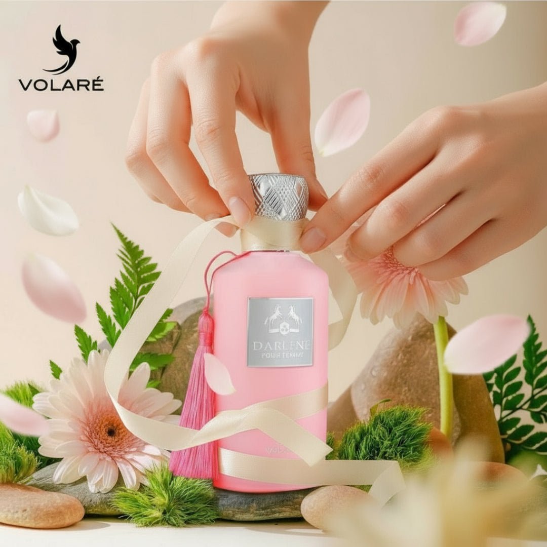 Woman unboxing Darlene Pour Femme by Volare perfume gift moment Malaysia
