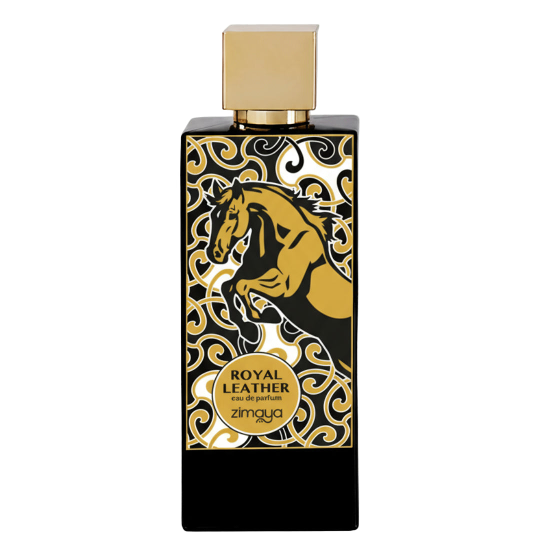 Botol Royal Leather Zimaya perfume lelaki aroma kulit amber kayu vanila tahan lama Malaysia