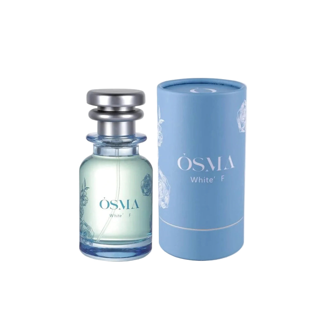 OSMA perfume bottle and packaging on a light gray background