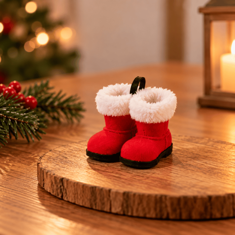 Par de Botas do Papai Noel 8 x 7 x 9 cm para Decoração de Natal