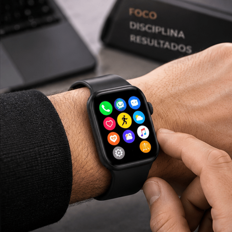 Relógio Inteligente Smartwatch com Tela Touch Bluetooth Monitoramento de Atividades e Notificações