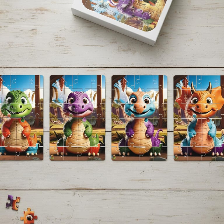 Kit 4 Quebra Cabeças Infantil De Dinossauro 24 Peças Cada