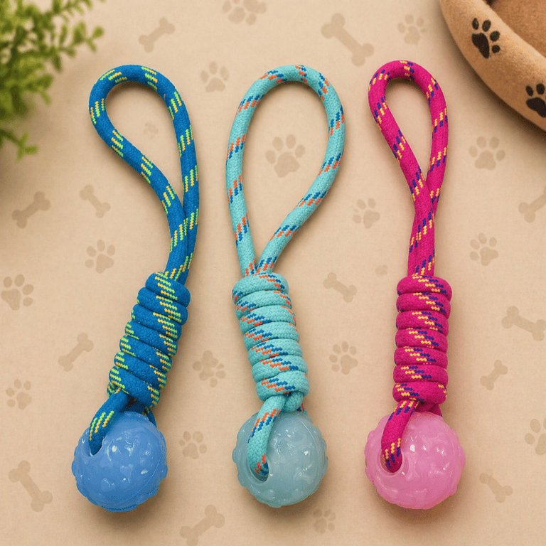Brinquedo Bolinha Com Corda Puxador Para Cachorro 
