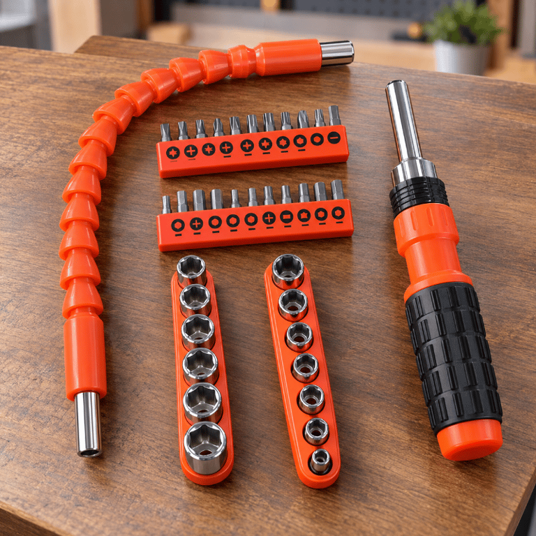 Kit Jogo De Chaves E Ferramentas 41 Peças Com Chave Flexível Cabo Ergonômico Bits Intercambiáveis E Soquetes Para Repa