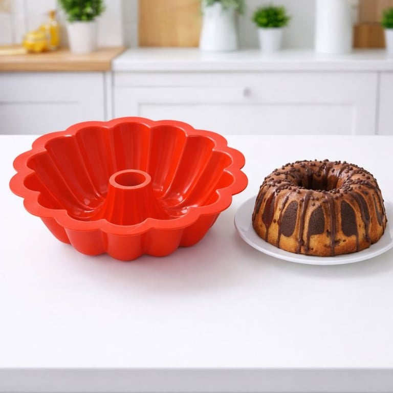 Forma De Bolo De Silicone Molde  Canelado