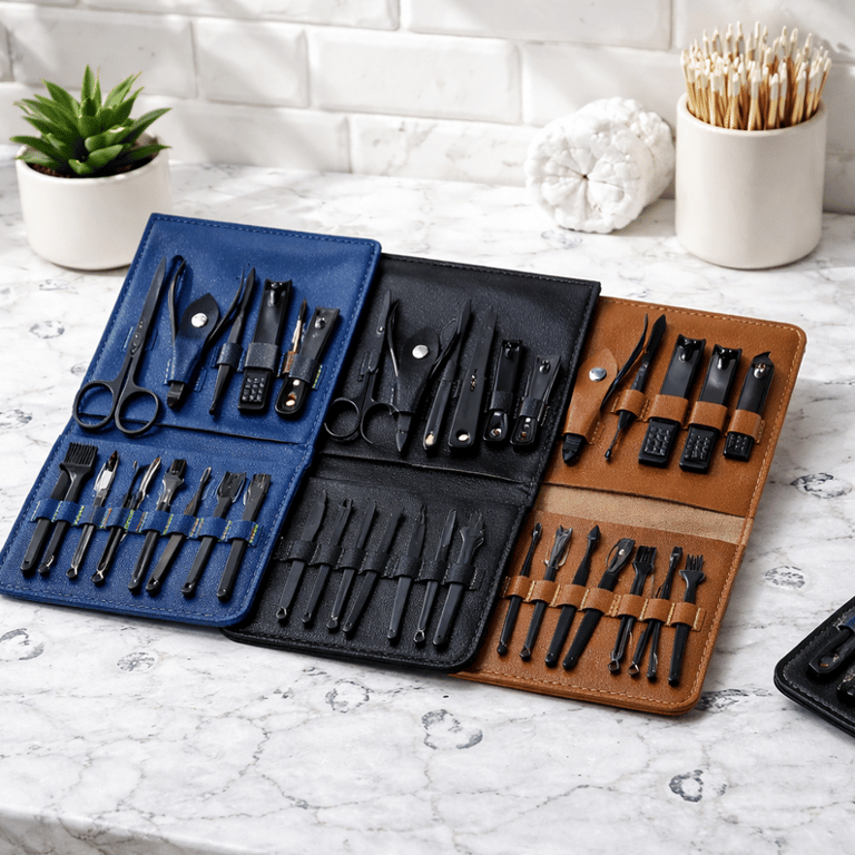 Kit Manicure 16 Peças Com Estojo Portátil Cores Sortidas