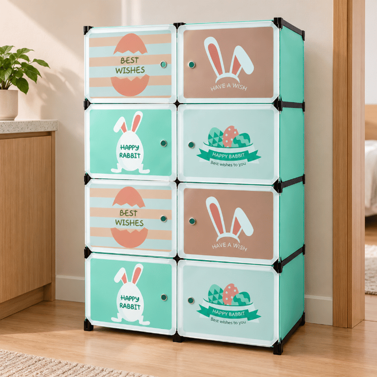 Sapateira Organizadora Modular Multiuso 8 Portas 81x49x124cm com Estampa Infantil