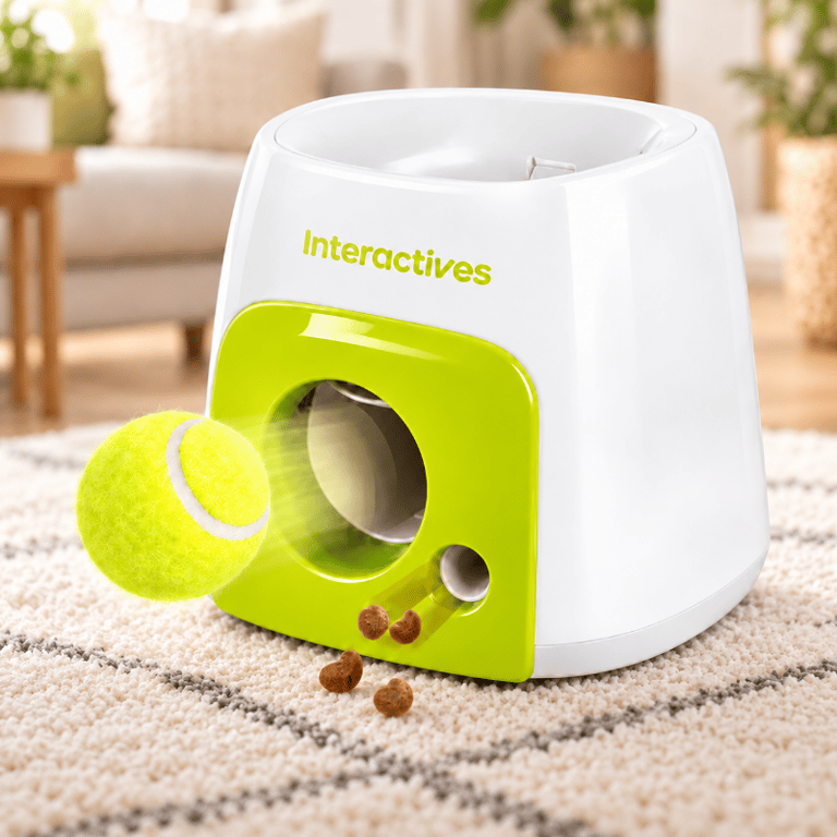 Brinquedo Lançador Automático De Bolinhas E Petiscos Interativo Para Cachorros