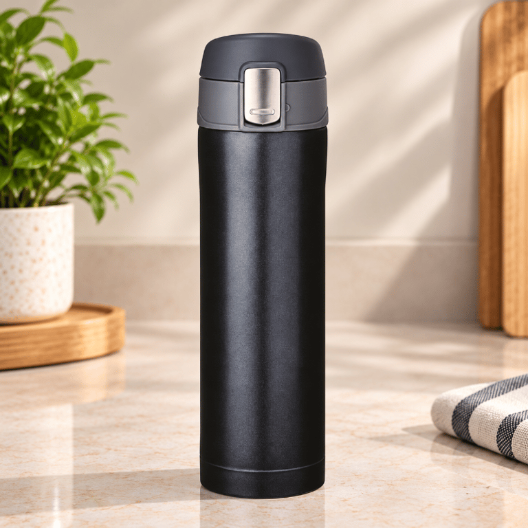 Garrafa Térmica Thermal Quality Preta 500ml com Tampa Trava e Bico para Bebidas 