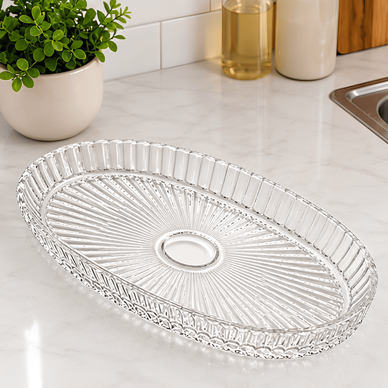 Travessa Oval de Vidro Peça Decorativa e Funcional para Servir Apresentar e Compor Mesas Elegantes