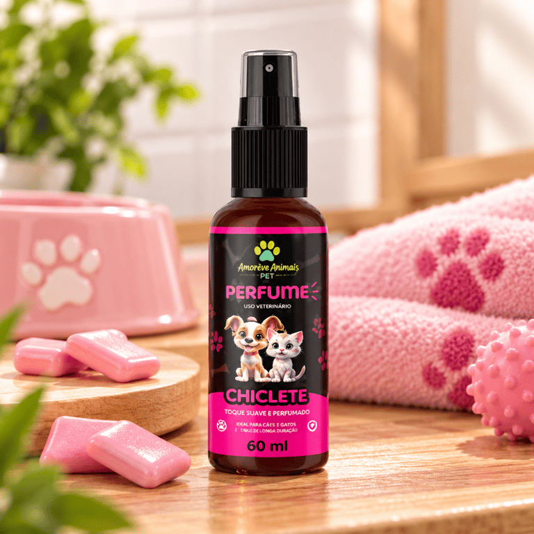 Perfume Chiclete Para Cães E Gatos 60ml Fragrância Suave