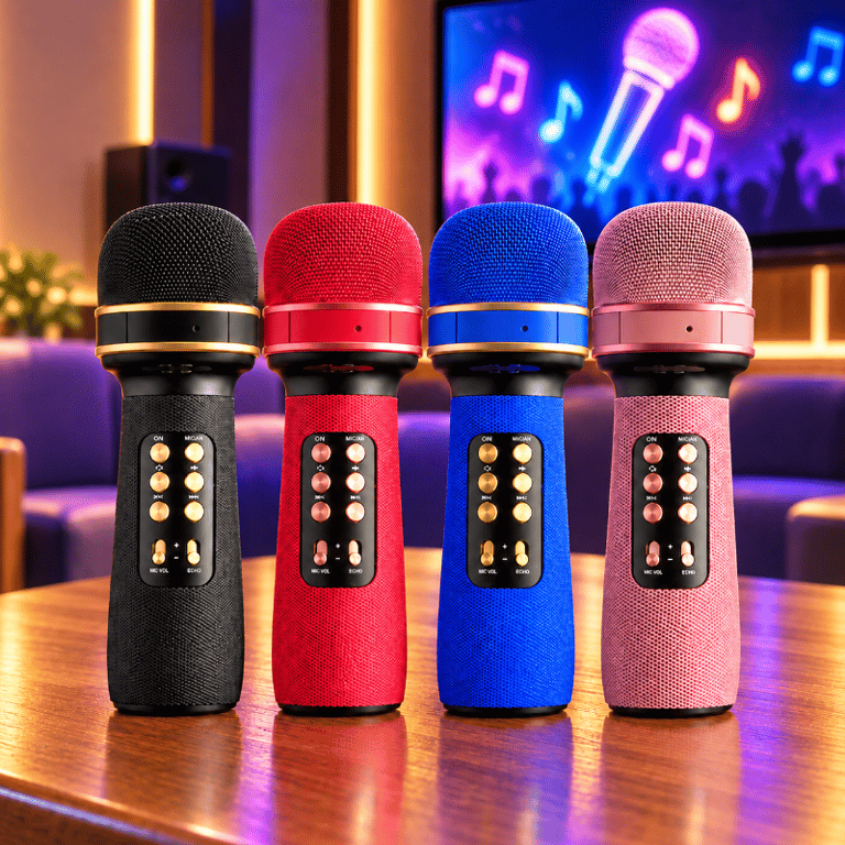Caixa de Som Karaokê Bluetooth com Microfone Sem Fio 5W Recarregável Efeitos de Voz e Rádio com Cartão SD