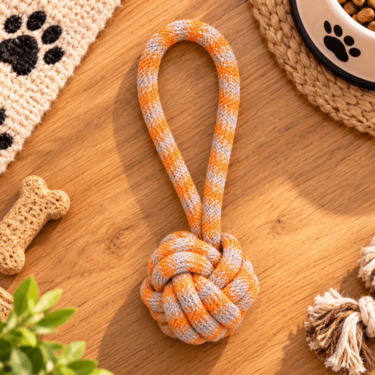 Brinquedo Bola De Corda Com Alça Para Cachorros