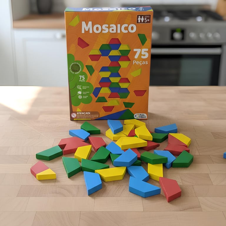 Jogo Mosaico Blocos De Montar Com 75 Peças