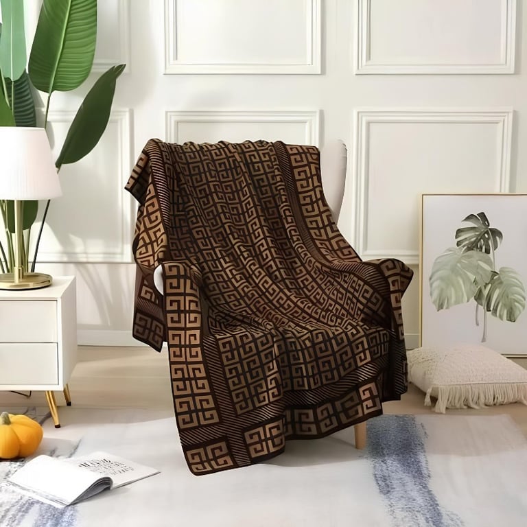 Manta Decorativa para Sofá 125x200 cm em Algodão e Poliéster Estampa Geométrica Étnica Jacquard 