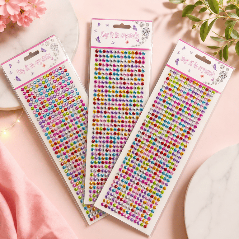 Kit Adesivos Com Strass Autocolantes Cores Sortidas Decorativos