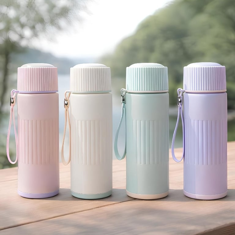 Garrafa Térmica Com Alça Design Moderno Em Cores Pastéis 