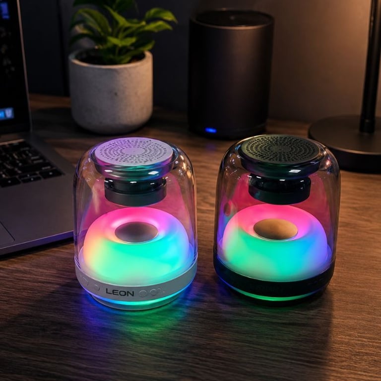 Caixa de Som Bluetooth Portátil com Iluminação LED RGB, Viva-Voz e Bateria Recarregável