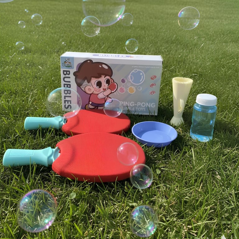 Ping Pong Bolha De Sabão Com 2 Raquetes Não Estoura Fácil
