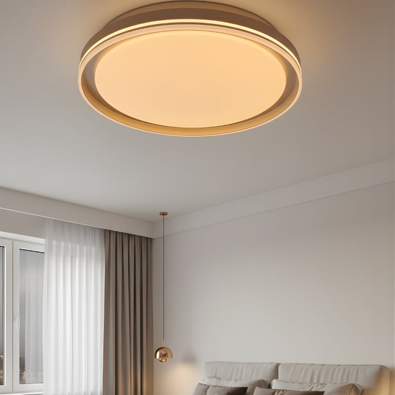 Luminária Plafon de Teto Branca com Dourada 40cm