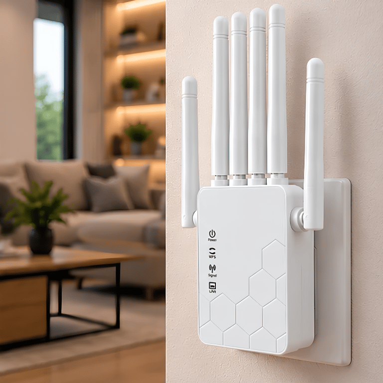 Repetidor de Sinal Wi-Fi 1200 Mbps com 6 Antenas Ampliação de Cobertura e Conexão Ethernet