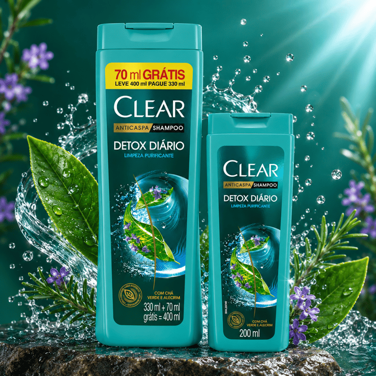 Shampoo Anticaspa Detox Diário Limpeza Purificante Clear