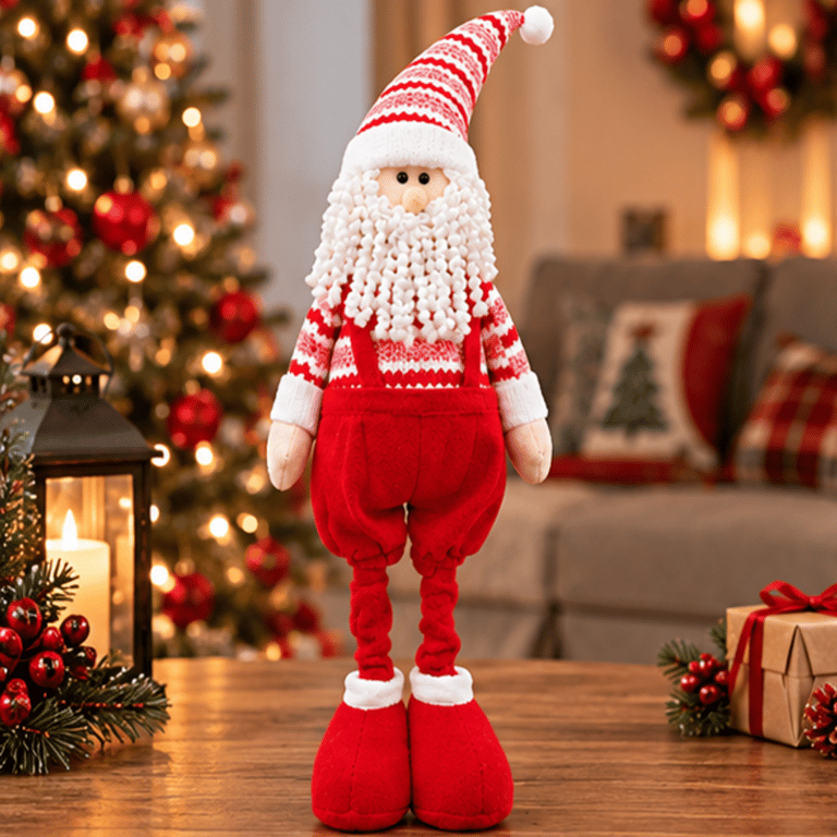 Enfeite Natalino Boneco Em Pé 120cm Vermelho E Branco Decoração De Natal 