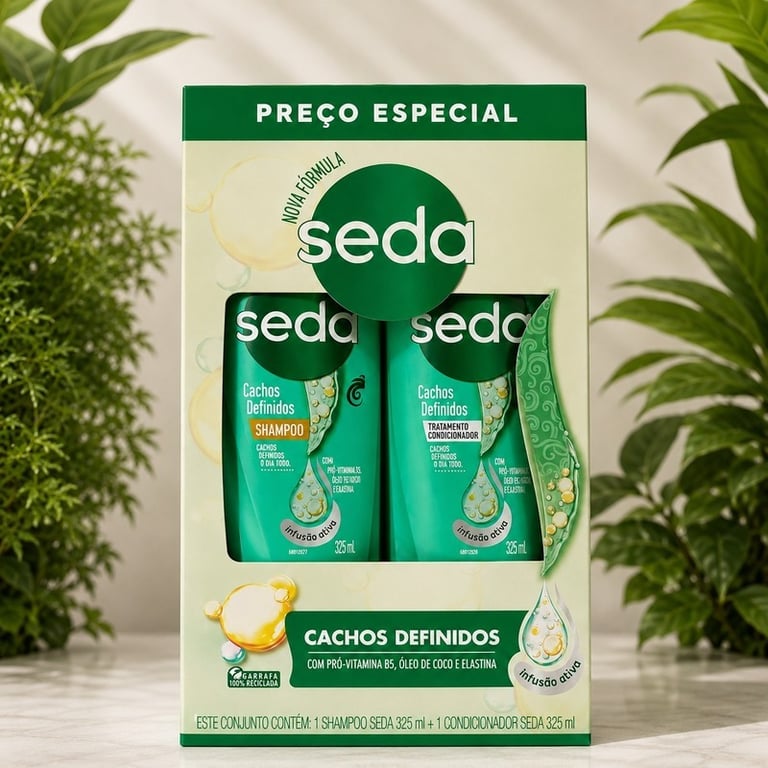 Kit Shampoo e Condicionador Cachos Definidos Seda 325ml
