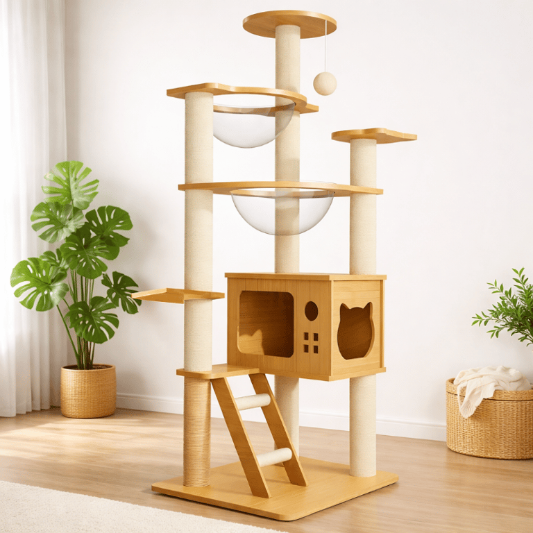 Árvore Com Arranhador Para Gatos Com Plataforma E Casa 