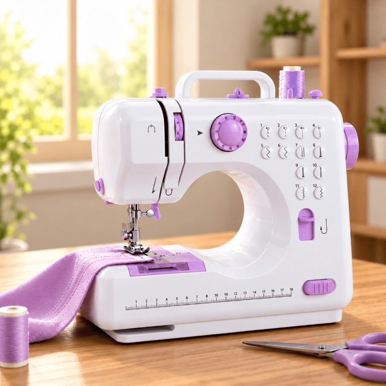 Mini Máquina de Costura Elétrica Portátil 110V com 12 Pontos 2 Velocidades Pedal e Acessórios