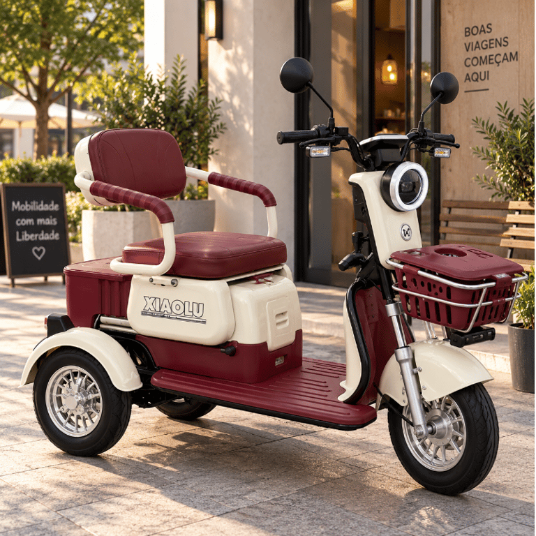 X3 Triciclo Elétrico Xiaolu 1000W Autonomia 55 a 60Km Peso Máximo 200Kg