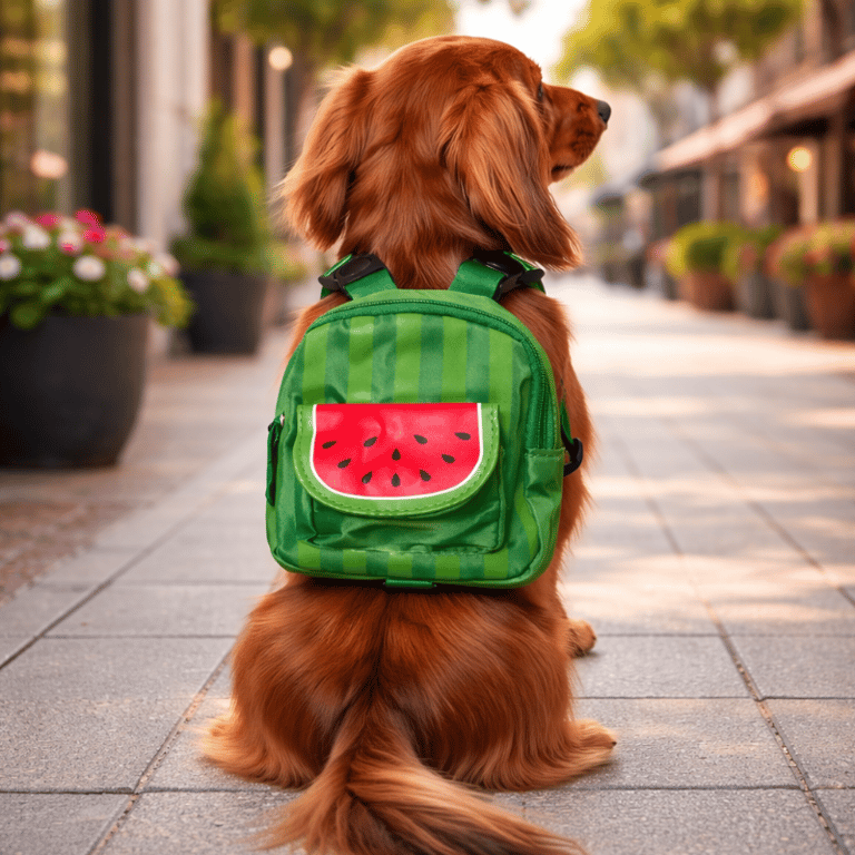 Peitoral Mochila Para Cachorro Estilo Melancia Com Guia P/M