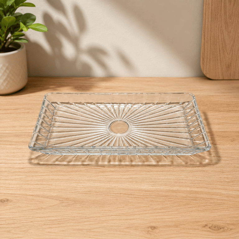 Travessa de Cristal Retangular Vidro Para Doces e Sobremesa
