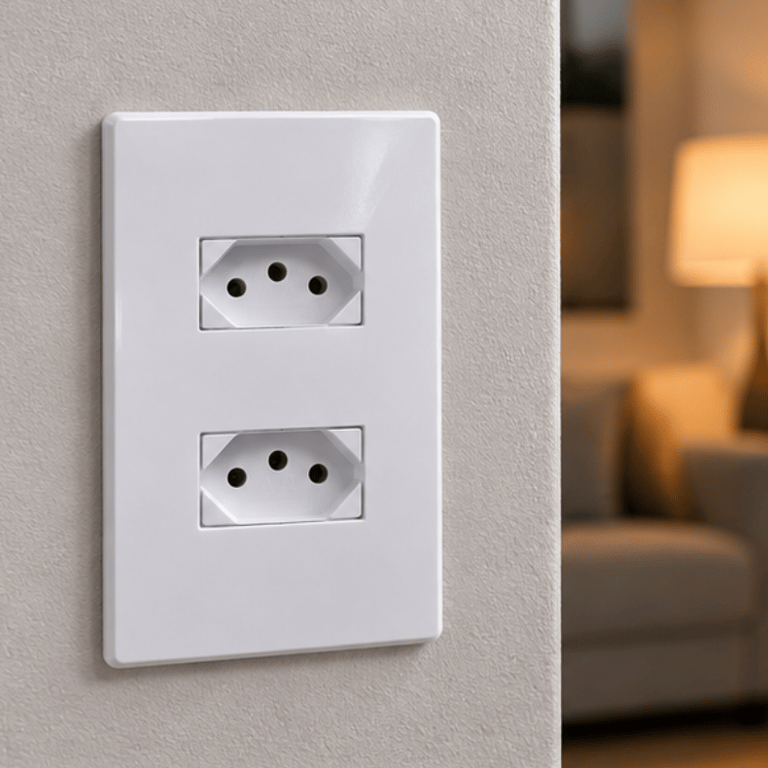 Placa 2 Postos De Tomada 2P+T 10A Para Instalação Elétrica Residencial E Comercial