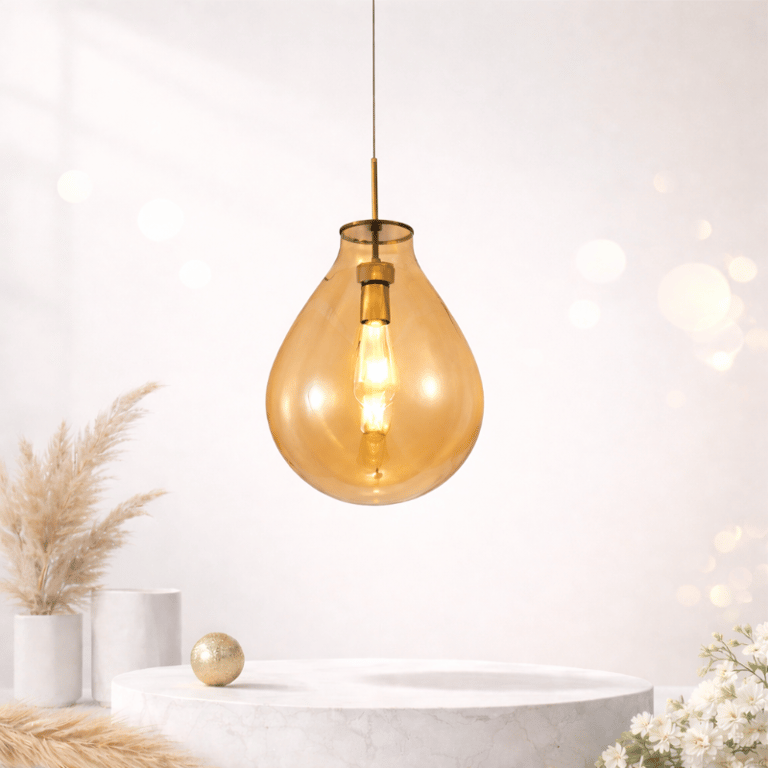 Pendente de Vidro Âmbar Dourado