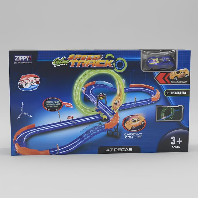 Pista De Corrida Glow Speed Track 47 Peças  Zippy Toys