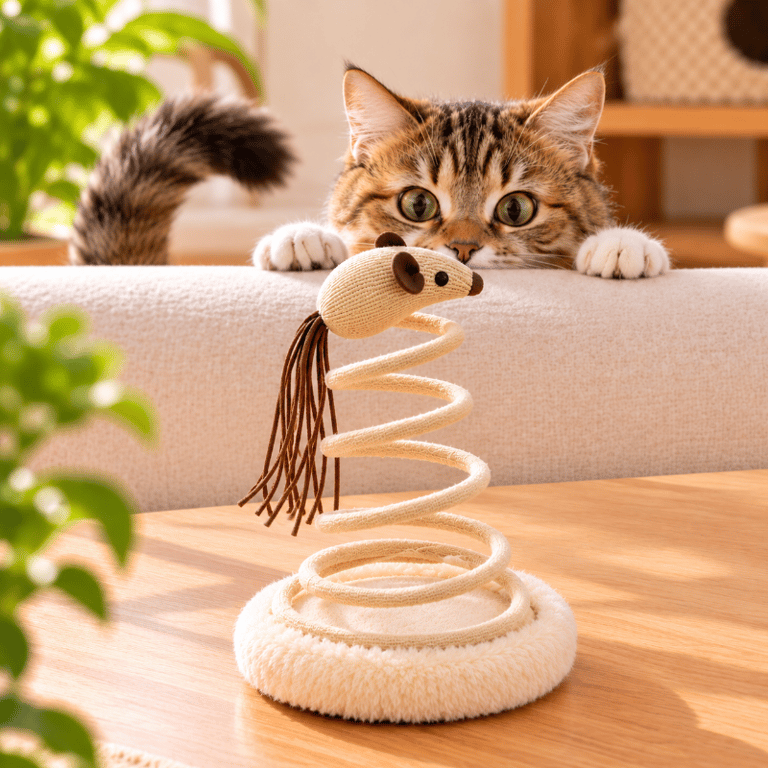 Brinquedo Interativo Ratinho Com Mola Espiral Para Gatos