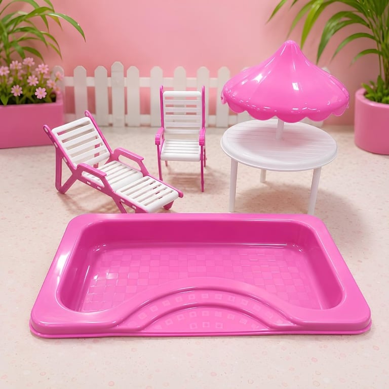 Piscina De Boneca Com Mesinha E Espreguiçadeira