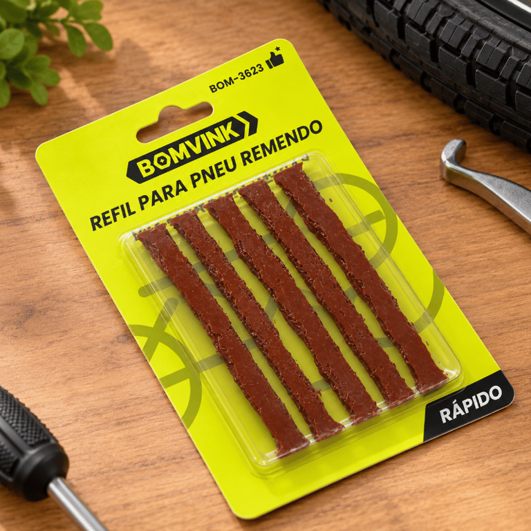 Refil para Pneu Remendo Macarrão 5 Peças Tiras Flexíveis para Reparo de Furos em Pneus Sem Câmara 