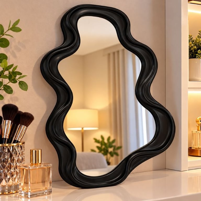 Espelho Orgânico 41x26CM Moldura Preto ou Dourado