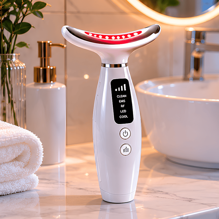 Massageador Corporal Facial  Elétrico Profissional de Led e 3 Intensidades de Vibração 7 Modos de Funcionamento