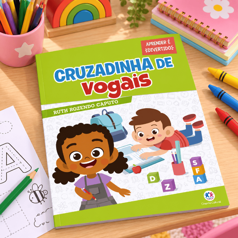 Livro Infantil Cruzadinha de Vogais Aprender é Divertido com Atividades Educativas para Alfabetização e Apoio Escolar