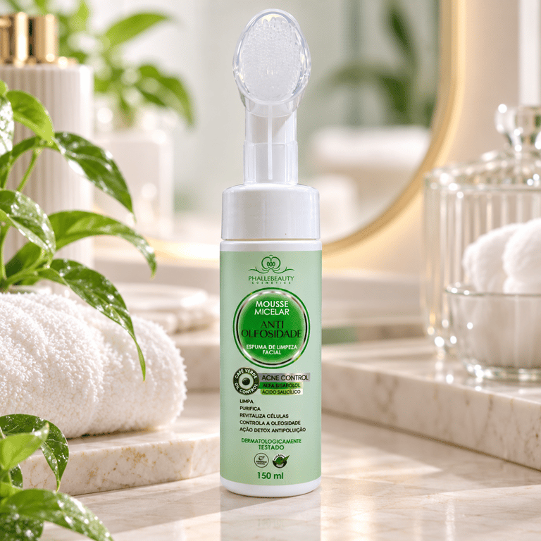 Espuma de Limpeza Facial Mousse Micelar Antioleosidade Phállebeauty 150ml