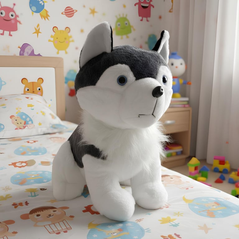 Brinquedo Cachorro De Pelúcia Husky Siberiano Grande