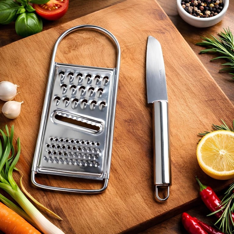 Kit De Cozinha Com 2 Peças Faca E Ralador Em Inox