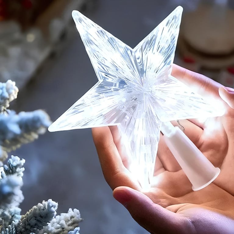 Ponteira Iluminada Estrela Transparente 20 LEDs Branco Frio 21x23 cm 127V