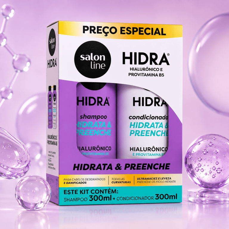 Kit Shampoo e Condicionador Hidra Hidrata & Preenche Salon Line 300ml