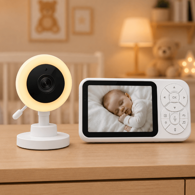 Babá Eletrônica com Câmera e Monitor LCD 3,5" RGB Visão Noturna Intercomunicador e Zoom 4x